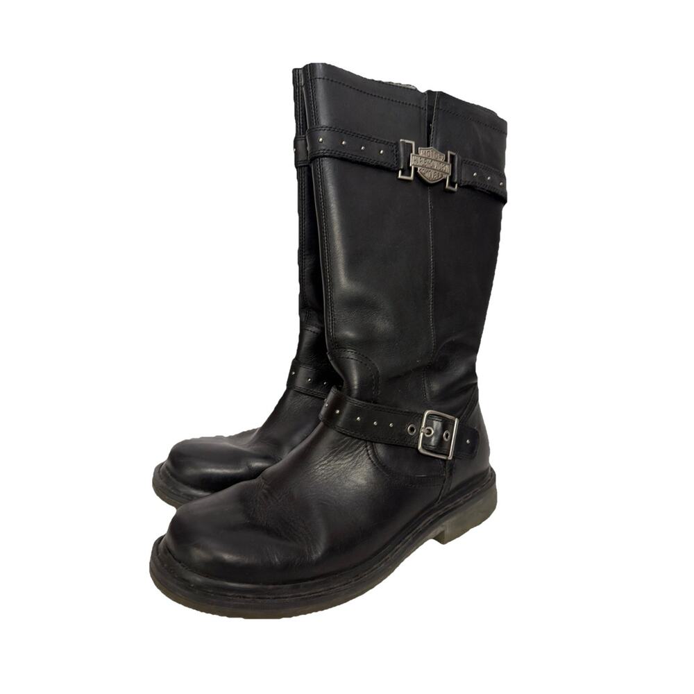 Harley-Davidson Boots Womens Size 9.5 Black Leather Harness Mid Calf Biker